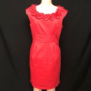 Maggy L woman’s size 6 ruffle neck pencil red